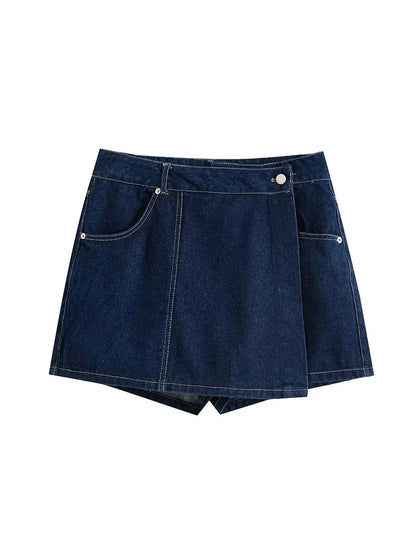 2025 Summer Women’s Casual Denim Set – Short Shirt Top & Mini Skirt Shorts 2-Piece Outfit