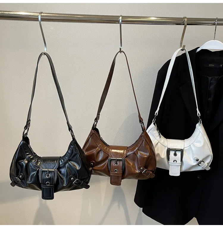 Y2K Retro Pleated Hobo Shoulder Bag for Women