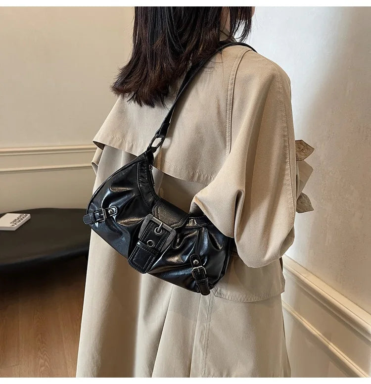 Y2K Retro Pleated Hobo Shoulder Bag for Women