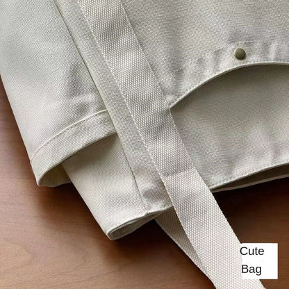 Large Capacity Canvas Solid Letter Tote Bag