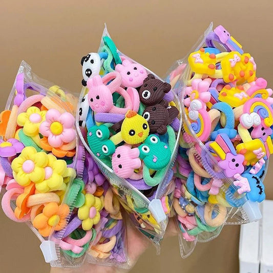 10/20Pcs Cute Cartoon Elastic Hair Bands