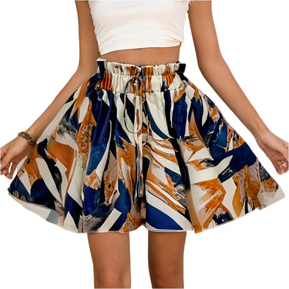 Women’s Bohemian High-Waist Drawstring Shorts – Lightweight & Comfortable