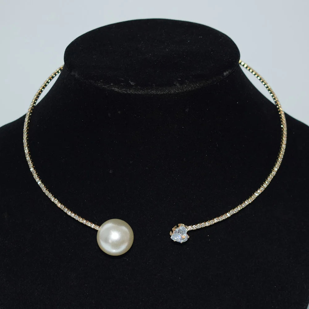 Fashion Rhinestone Heart Collar Choker Necklace