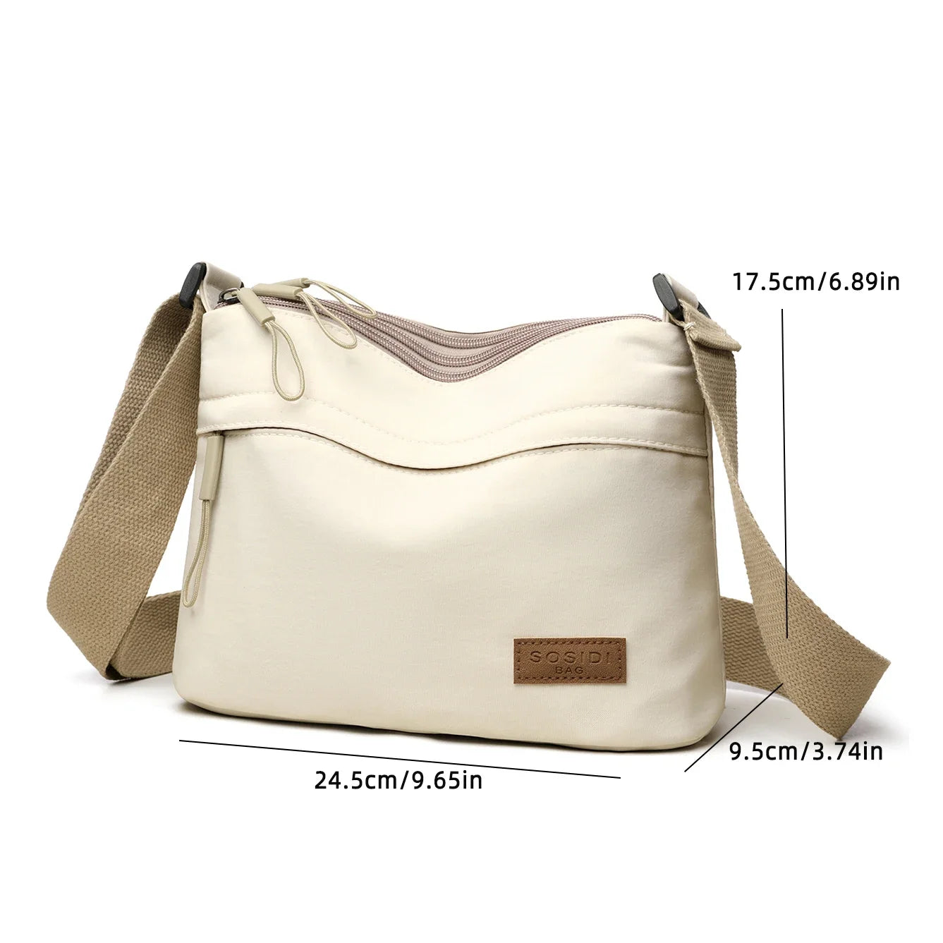 3 Main Pockets High Capacity Crossbody Shoulder Bag for Women