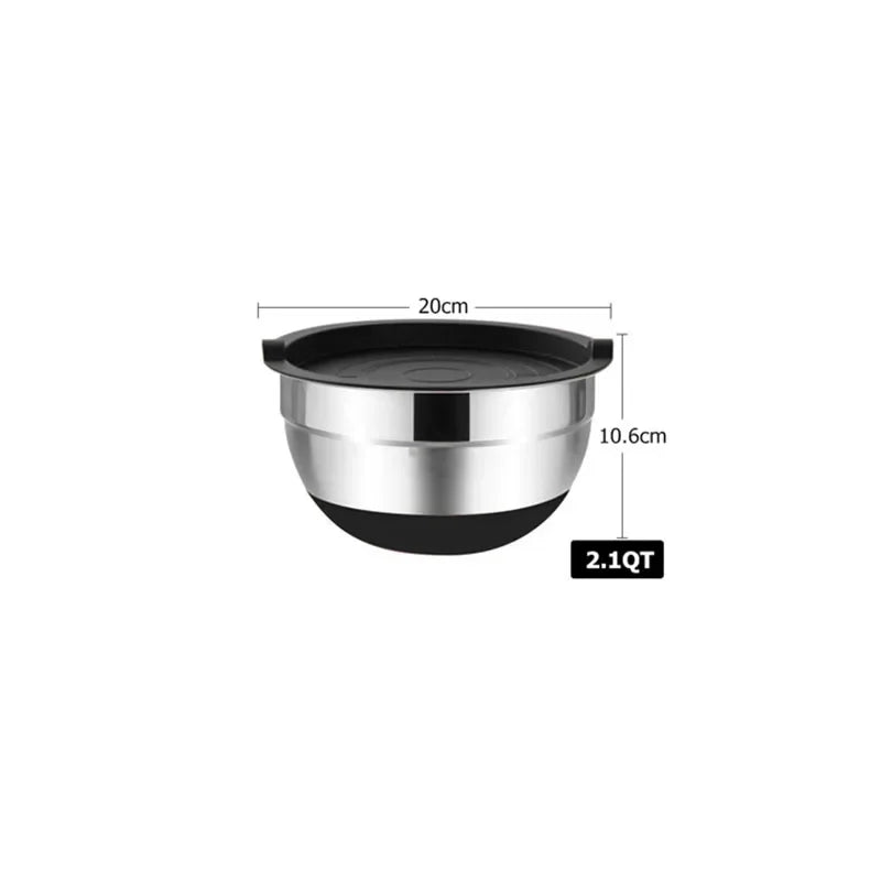 6-Piece Stainless Steel Mixing Bowls with Lids & Non-Slip Bases