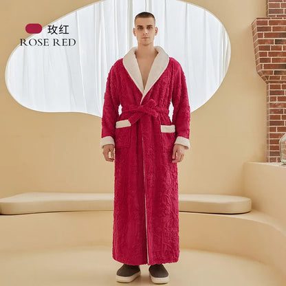 Thick Flannel Jacquard Couple Bathrobe