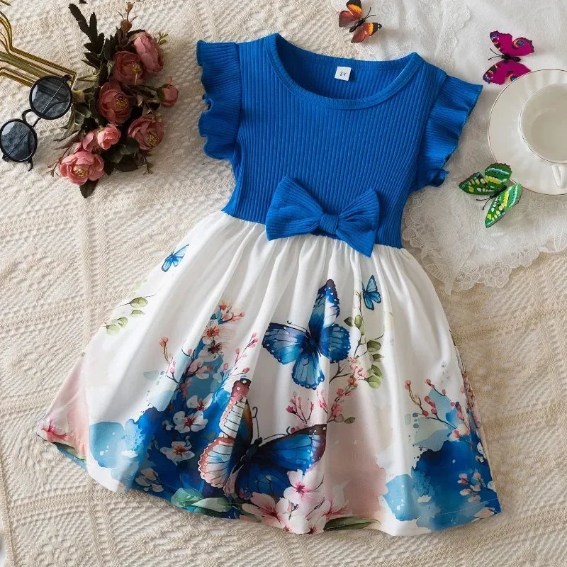 Flower Girls Butterfly Print Dress