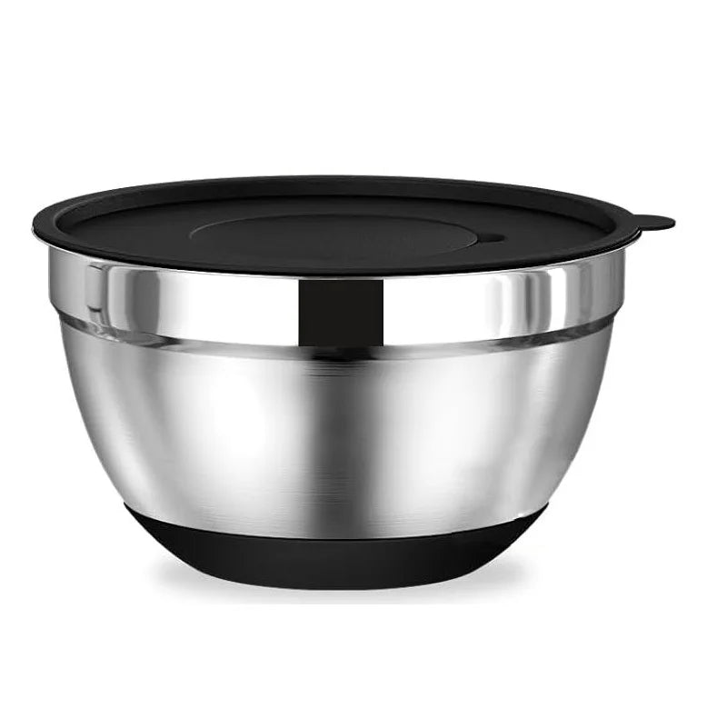 6-Piece Stainless Steel Mixing Bowls with Lids & Non-Slip Bases
