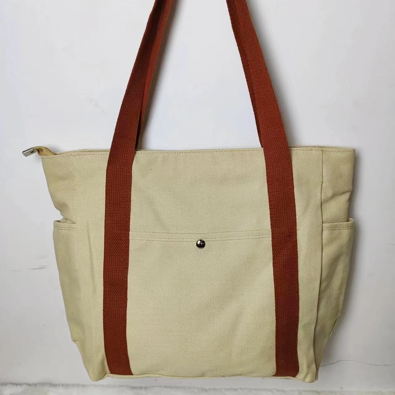 Large Capacity Canvas Solid Letter Tote Bag