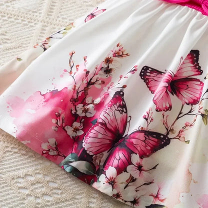 Flower Girls Butterfly Print Dress
