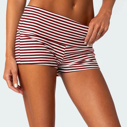 Summer Slim Yoga Shorts – Women’s Casual Fold-Over Lounge Shorts