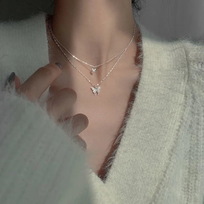 SUMENG 2025 Double Layer Star & Moon Necklace