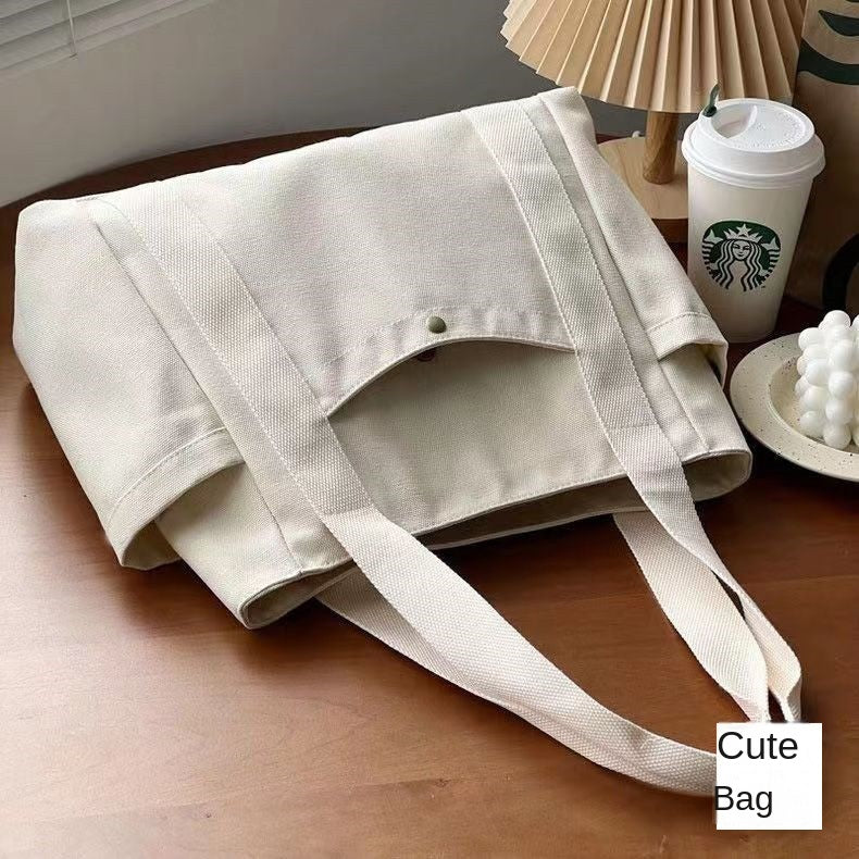 Large Capacity Canvas Solid Letter Tote Bag