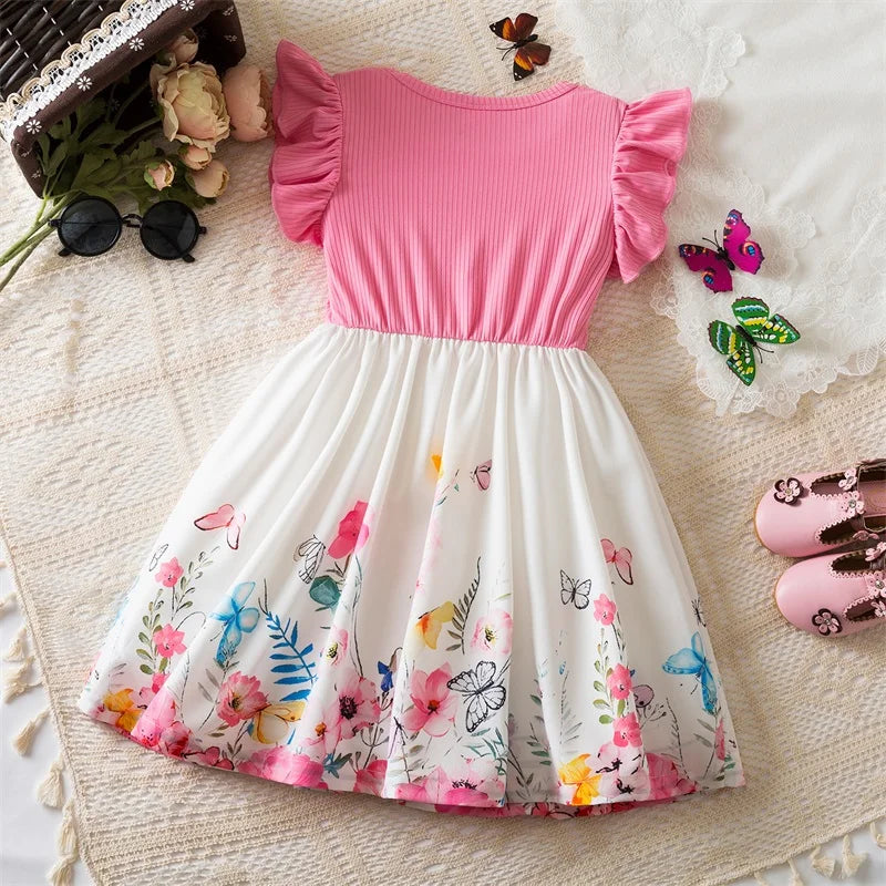 Flower Girls Butterfly Print Dress