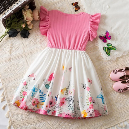 Flower Girls Butterfly Print Dress