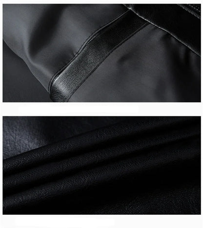 2025 Autumn New Men’s Black Biker PU Leather Jacket