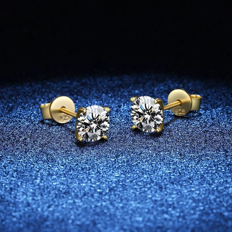 0.25–1.2 Carat D Color Moissanite Stud Earrings for Women
