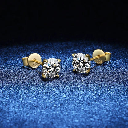 0.25–1.2 Carat D Color Moissanite Stud Earrings for Women