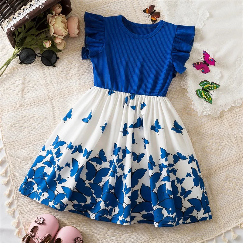 Flower Girls Butterfly Print Dress
