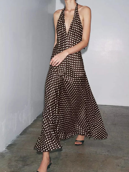 Chic Polka Dot Halter Dress – European & American Summer Style