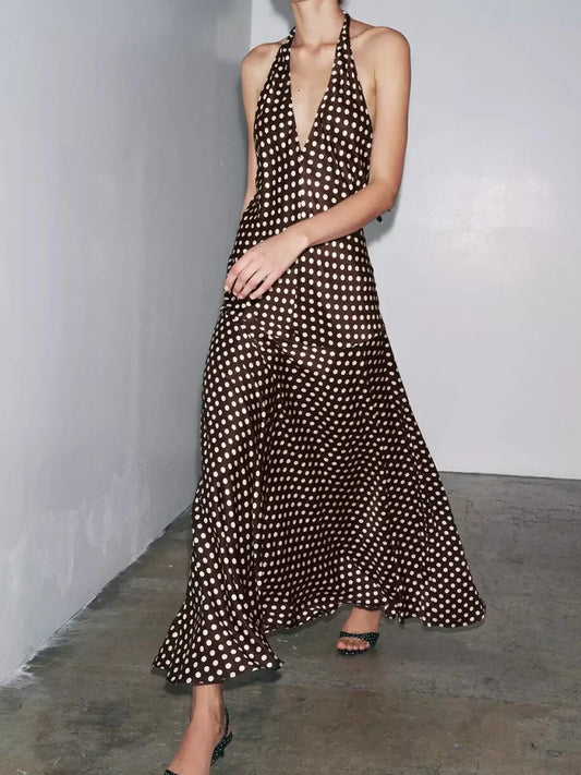 Chic Polka Dot Halter Dress – European & American Summer Style