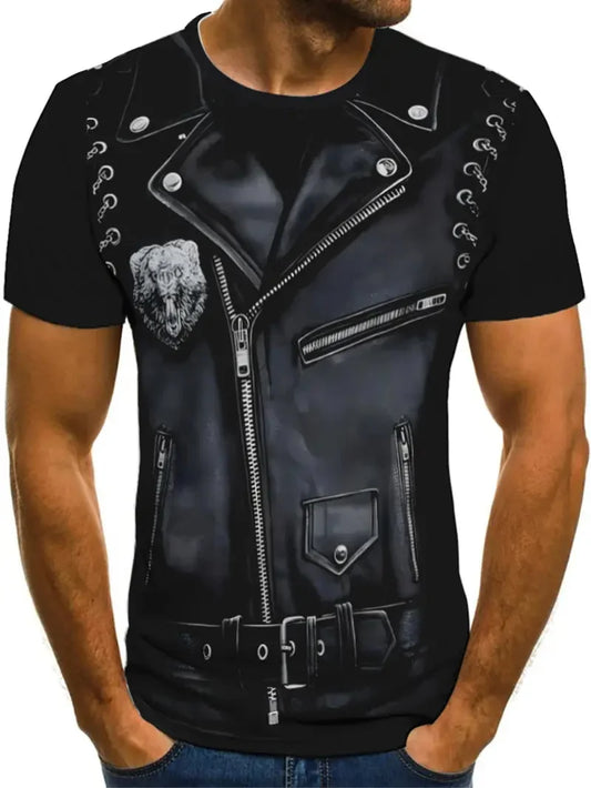 Men’s 3D Printed Fake Jacket T-Shirt