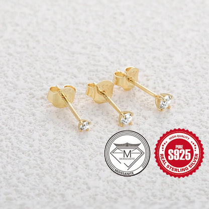0.5–1.2 Carat D Color Moissanite Ear Stud Earrings for Women
